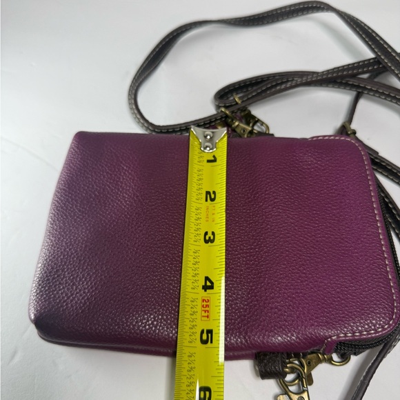 Chala Purple and Brown Crossbody Bag with Pig Design - Picture 7 of 9